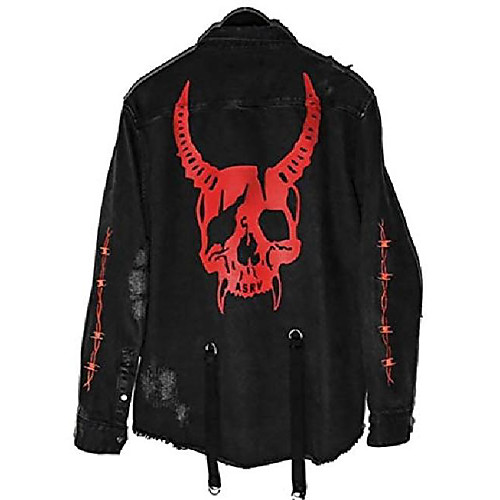 mens vintage ripped hole skull print demin trucker jacket jean coat black s
mens vintage ripped hole skull print demin trucker jacket jean coat black s
