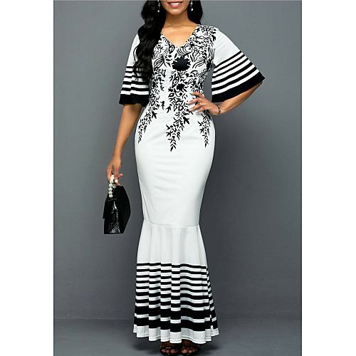 Women's Trumpet / Mermaid Dress Maxi long Dress White Half Sleeve Print Patchwork Print Fall V Neck Elegant 2021 S M L XL XXL 3XL 4XL 5XL / Plus Size
Women's Trumpet / Mermaid Dress Maxi long Dress White Half Sleeve Print Patchwork Print Fall V Neck Elegant 2021 S M L XL XXL 3XL 4XL 5XL / Plus Size