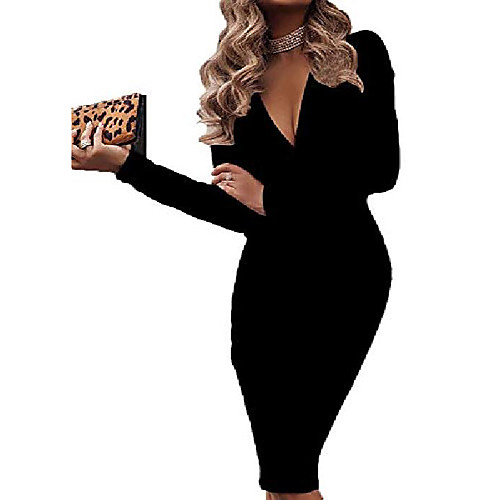 women's v neck silky bodycon dress casual solid long sleeve party club mini dress(black,xl)
women's v neck silky bodycon dress casual solid long sleeve party club mini dress(black,xl)