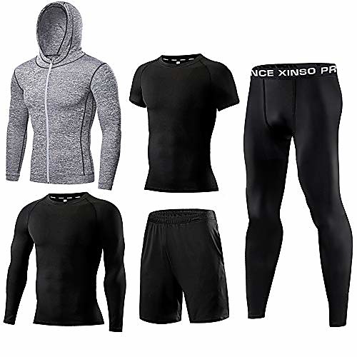 men's 5 pieces sportswear sets with hoodies jackets short sleeves long sleeves shirt compression tights shorts quick dry workout fitness tracksiuts (grey-ki610, m)
men's 5 pieces sportswear sets with hoodies jackets short sleeves long sleeves shirt compression tights shorts quick dry workout fitness tracksiuts (grey-ki610, m)