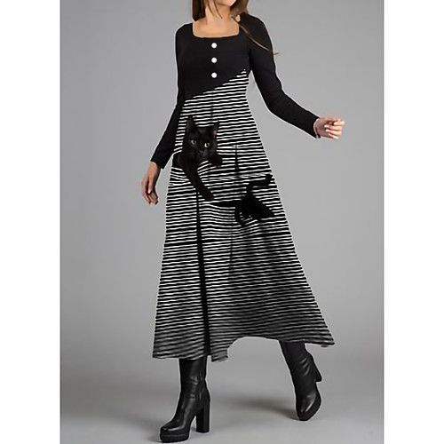 Women's Swing Dress Maxi long Dress Long Sleeve Cat Color Block Animal Patchwork Button Fall Casual 2021 Gray M L XL XXL 3XL
Women's Swing Dress Maxi long Dress Long Sleeve Cat Color Block Animal Patchwork Button Fall Casual 2021 Gray M L XL XXL 3XL