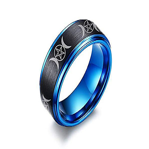 

8mm 2-tone brushed triple goddess moon wicca pagan wedding bands pentagram wiccan tungsten ring for men,size 9