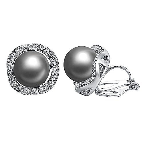 gray pearl clip on earrings with rhinestone for wedding non pierced earrings, comfortable clip earrings
gray pearl clip on earrings with rhinestone for wedding non pierced earrings, comfortable clip earrings