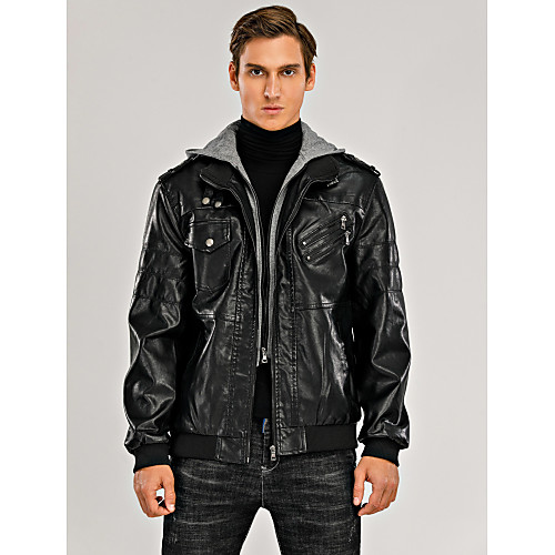 Men's Solid Colored Fall & Winter Faux Leather Jacket Regular Daily Long Sleeve Faux Leather Coat Tops Black
Men's Solid Colored Fall & Winter Faux Leather Jacket Regular Daily Long Sleeve Faux Leather Coat Tops Black
