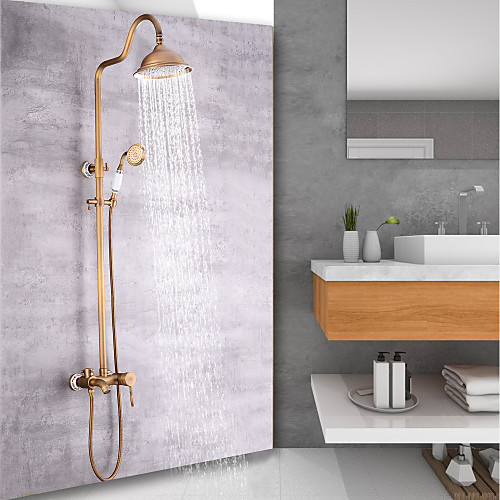 Shower System Set - Handshower Included pullout Waterfall Vintage Style / Country Antique Brass Mount Outside Ceramic Valve Bath Shower Mixer Taps
Shower System Set - Handshower Included pullout Waterfall Vintage Style / Country Antique Brass Mount Outside Ceramic Valve Bath Shower Mixer Taps