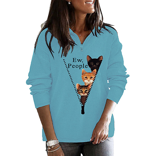Women's Zip Up Hoodie Sweatshirt Cat Graphic 3D Zipper Quarter Zip Daily Going out 3D Print 3D Print Casual Hoodies Sweatshirts White Black Dark Gray
Women's Zip Up Hoodie Sweatshirt Cat Graphic 3D Zipper Quarter Zip Daily Going out 3D Print 3D Print Casual Hoodies Sweatshirts White Black Dark Gray