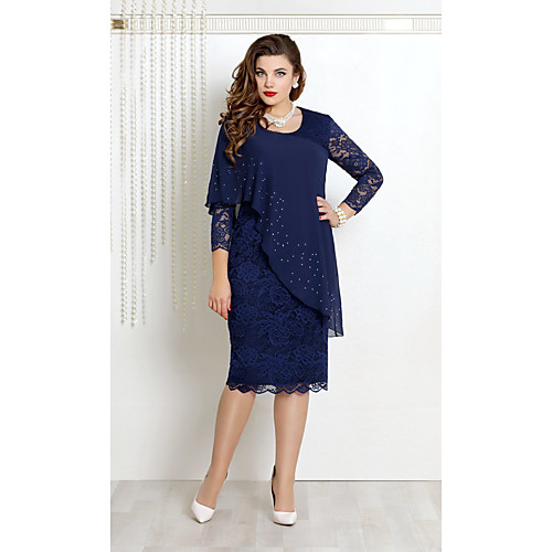 Women's A Line Dress Knee Length Dress Blue Green Navy Blue 3/4 Length Sleeve Solid Color Mesh Lace Patchwork Fall Spring Round Neck Formal Casual 2021 S M L XL XXL 3XL 4XL 5XL / Plus Size
Women's A Line Dress Knee Length Dress Blue Green Navy Blue 3/4 Length Sleeve Solid Color Mesh Lace Patchwork Fall Spring Round Neck Formal Casual 2021 S M L XL XXL 3XL 4XL 5XL / Plus Size