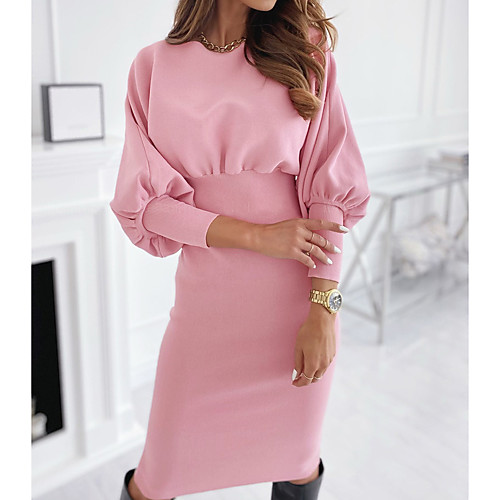 Women's Sheath Dress Knee Length Dress Black Blushing Pink Long Sleeve Solid Color Ruched Patchwork Fall Round Neck Casual Slim 2021 S M L XL
Women's Sheath Dress Knee Length Dress Black Blushing Pink Long Sleeve Solid Color Ruched Patchwork Fall Round Neck Casual Slim 2021 S M L XL