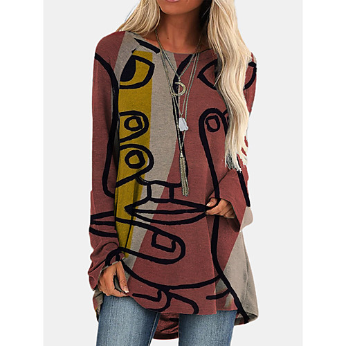 Women's Blouse Shirt Abstract Long Sleeve Print Round Neck Tops Basic Top Brown
Women's Blouse Shirt Abstract Long Sleeve Print Round Neck Tops Basic Top Brown