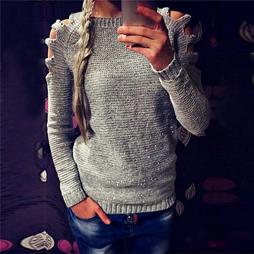Women's Stylish Knitted Solid Color Pullover Long Sleeve Sweater Cardigans Crew Neck Fall Winter White Gray
Women's Stylish Knitted Solid Color Pullover Long Sleeve Sweater Cardigans Crew Neck Fall Winter White Gray