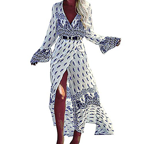 women's bohemian deep v-neck long maxi dress bell sleeve summer beach evening party white
women's bohemian deep v-neck long maxi dress bell sleeve summer beach evening party white