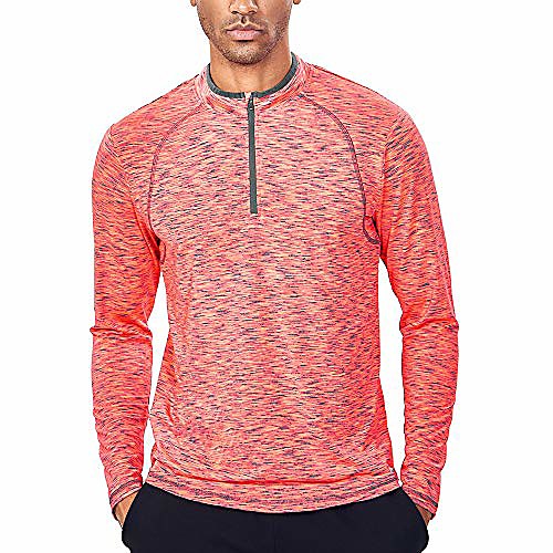 mens quarter zip long sleeve sports t shirt, moisture wicking 1/4 zip neck running top, salmon orange & grey, s
mens quarter zip long sleeve sports t shirt, moisture wicking 1/4 zip neck running top, salmon orange & grey, s