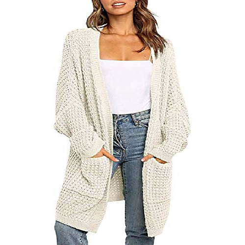 women's long batwing sleeve open front chunky cable knit cardigan sweater casual outerwear with pockets beige
women's long batwing sleeve open front chunky cable knit cardigan sweater casual outerwear with pockets beige