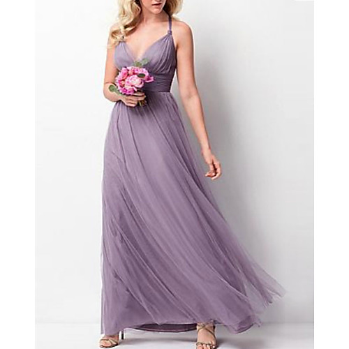 A-Line Halter Neck Floor Length Tulle Bridesmaid Dress with Criss Cross / Ruching
A-Line Halter Neck Floor Length Tulle Bridesmaid Dress with Criss Cross / Ruching