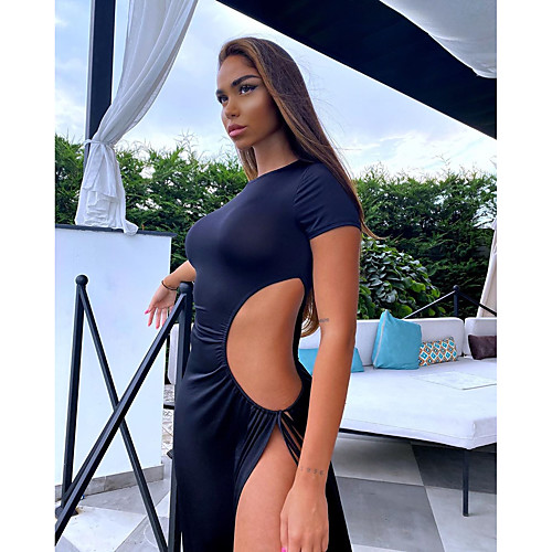 Women's Sheath Dress Maxi long Dress White Black Short Sleeve Solid Color Split Ruched Lace up Summer Round Neck Elegant Sexy 2021 S M L XL
Women's Sheath Dress Maxi long Dress White Black Short Sleeve Solid Color Split Ruched Lace up Summer Round Neck Elegant Sexy 2021 S M L XL