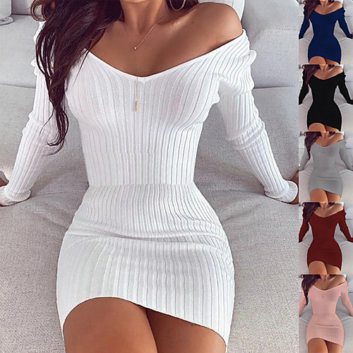 Women's Sheath Dress Knee Length Dress White Black Blushing Pink Wine Navy Blue Gray Long Sleeve Solid Color Patchwork Fall Winter V Neck Casual Sexy 2021 S M L XL XXL 3XL 4XL 5XL / Plus Size
Women's Sheath Dress Knee Length Dress White Black Blushing Pink Wine Navy Blue Gray Long Sleeve Solid Color Patchwork Fall Winter V Neck Casual Sexy 2021 S M L XL XXL 3XL 4XL 5XL / Plus Size