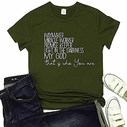 women waymaker miracle worker promise keeper casual short sleeve tops mom life shirt cute mom shirt army green
women waymaker miracle worker promise keeper casual short sleeve tops mom life shirt cute mom shirt army green