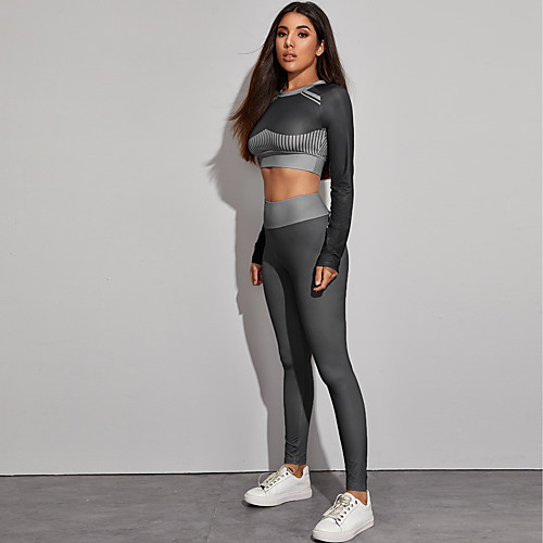 Women's 2 Piece Activewear Set Athletic Athleisure 2pcs Summer Long Sleeve High Waist Nylon Quick Dry Breathable Soft Running Active Training Jogging Exercise Sportswear Solid Colored Dark Grey
Women's 2 Piece Activewear Set Athletic Athleisure 2pcs Summer Long Sleeve High Waist Nylon Quick Dry Breathable Soft Running Active Training Jogging Exercise Sportswear Solid Colored Dark Grey