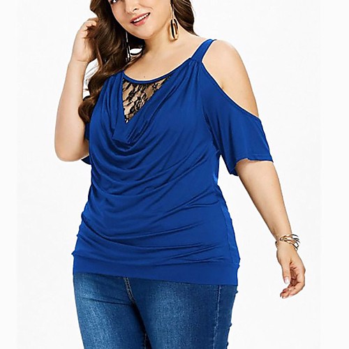 Women's Plus Size Lace Plain Blouse Shirt Large Size Round Neck Short Sleeve Tops Big Size 
Women's Plus Size Lace Plain Blouse Shirt Large Size Round Neck Short Sleeve Tops Big Size