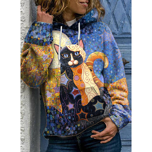 Women's Pullover Hoodie Sweatshirt Cat Graphic 3D Front Pocket Print Daily 3D Print Basic Casual Hoodies Sweatshirts Blue
Women's Pullover Hoodie Sweatshirt Cat Graphic 3D Front Pocket Print Daily 3D Print Basic Casual Hoodies Sweatshirts Blue