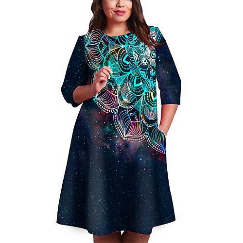 Women's Plus Size Dresses Shift Dress Knee Length Dress 3/4 Length Sleeve Print Print Casual Spring / Oversized / Holiday / Oversized
Women's Plus Size Dresses Shift Dress Knee Length Dress 3/4 Length Sleeve Print Print Casual Spring / Oversized / Holiday / Oversized