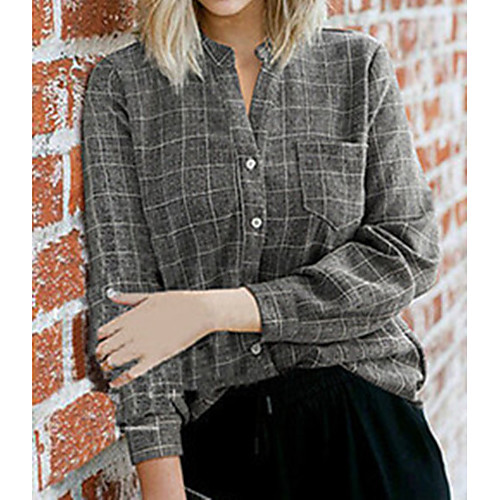 Women's Plus Size Houndstooth Blouse Shirt Large Size Standing Collar Long Sleeve Tops Big Size
Women's Plus Size Houndstooth Blouse Shirt Large Size Standing Collar Long Sleeve Tops Big Size