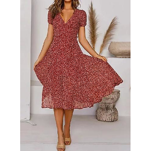 Women's Swing Dress Knee Length Dress Red Green Short Sleeve Polka Dot Print Summer V Neck Casual 2021 S M L XL XXL
Women's Swing Dress Knee Length Dress Red Green Short Sleeve Polka Dot Print Summer V Neck Casual 2021 S M L XL XXL