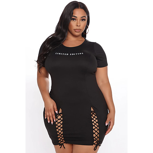Women's Plus Size Solid Color Sexy Short Sleeve Summer Short Mini Dress Sheath Dress
Women's Plus Size Solid Color Sexy Short Sleeve Summer Short Mini Dress Sheath Dress
