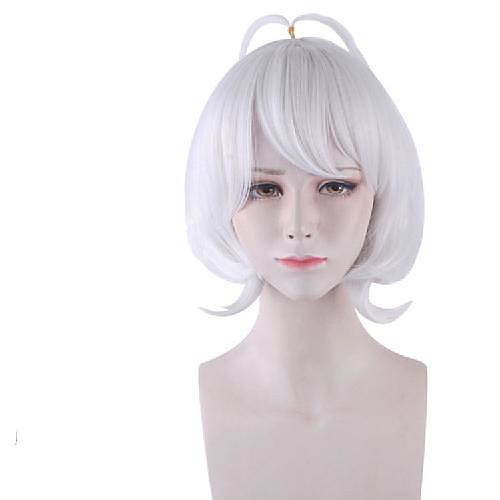 Cosplay Costume Wig Cocoa Curly With Bangs Wig Short White Synthetic Hair Women's Cosplay Elastic Adorable White
Cosplay Costume Wig Cocoa Curly With Bangs Wig Short White Synthetic Hair Women's Cosplay Elastic Adorable White
