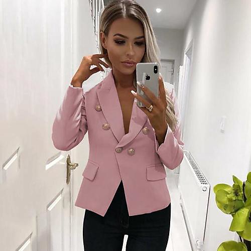 Women's Double Breasted Peaked Lapel Blazer Solid Colored White / Black / Blue S / M / L
Women's Double Breasted Peaked Lapel Blazer Solid Colored White / Black / Blue S / M / L