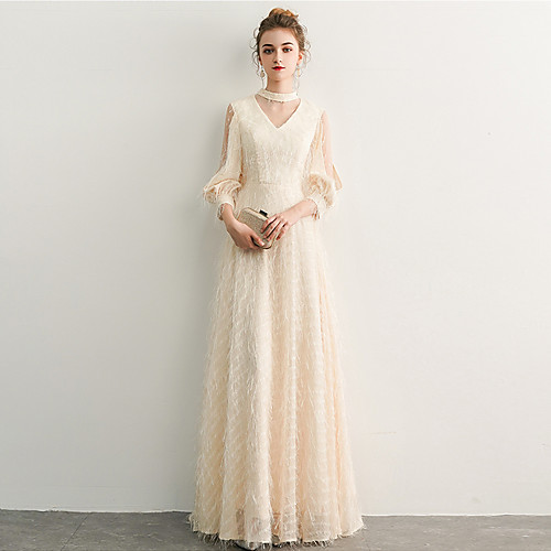 A-Line Minimalist Vintage Wedding Guest Formal Evening Dress High Neck 3/4 Length Sleeve Floor Length Lace with Sleek 2021
A-Line Minimalist Vintage Wedding Guest Formal Evening Dress High Neck 3/4 Length Sleeve Floor Length Lace with Sleek 2021