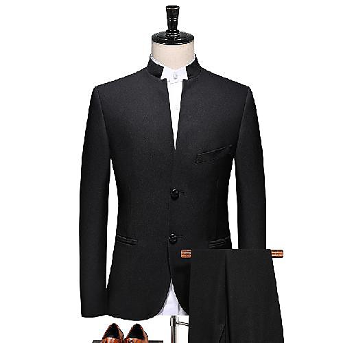 Black / Blue Solid Colored Slim Fit Polyester Suit - Mandarin Single Breasted Two-buttons
Black / Blue Solid Colored Slim Fit Polyester Suit - Mandarin Single Breasted Two-buttons
