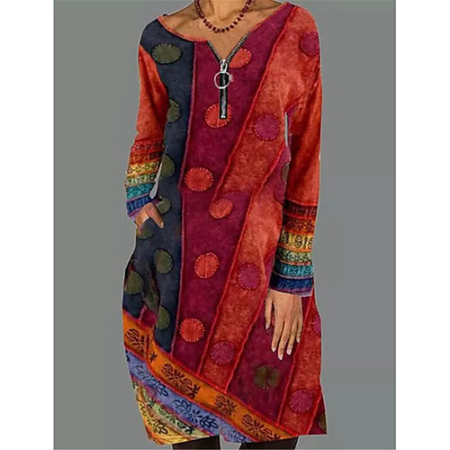 Women's Shift Dress Knee Length Dress Blue Red Long Sleeve Print Color Block Zipper Pocket Patchwork Fall Spring V Neck Casual 2021 S M L XL XXL 3XL / Plus Size
Women's Shift Dress Knee Length Dress Blue Red Long Sleeve Print Color Block Zipper Pocket Patchwork Fall Spring V Neck Casual 2021 S M L XL XXL 3XL / Plus Size