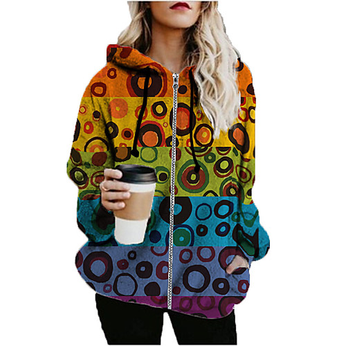 Women's Color Block Print Fall & Winter Hoodied Jacket Long Sports Long Sleeve Cotton Blend Coat Tops Rainbow
Women's Color Block Print Fall & Winter Hoodied Jacket Long Sports Long Sleeve Cotton Blend Coat Tops Rainbow