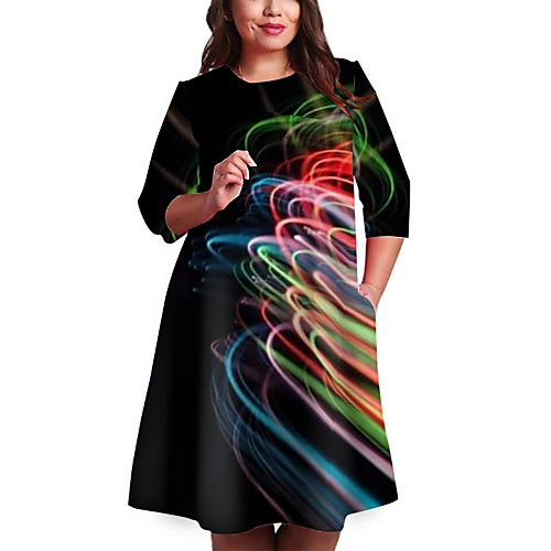 Women's Plus Size Color Gradient Print Casual 3/4 Length Sleeve Spring Knee Length Dress Shift Dress / Oversized
Women's Plus Size Color Gradient Print Casual 3/4 Length Sleeve Spring Knee Length Dress Shift Dress / Oversized