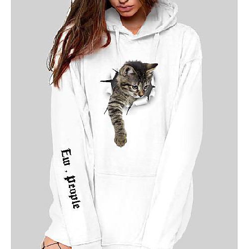 Women's Pullover Hoodie Sweatshirt Cat Graphic 3D Front Pocket Print Daily 3D Print Basic Casual Hoodies Sweatshirts White Black
Women's Pullover Hoodie Sweatshirt Cat Graphic 3D Front Pocket Print Daily 3D Print Basic Casual Hoodies Sweatshirts White Black
