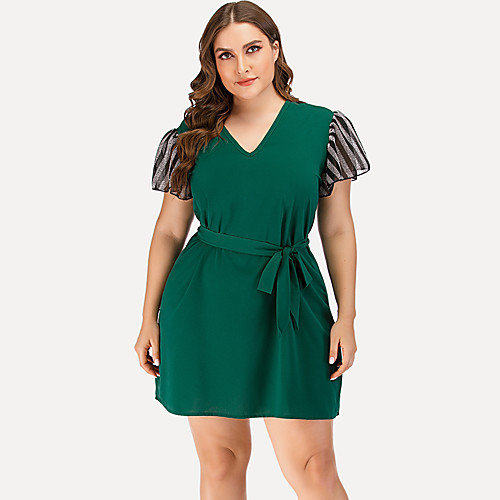 Women's Plus Size Dresses A Line Dress Short Mini Dress Short Sleeve Solid Color Lace up V Neck Sexy Spring & Summer / Slim
Women's Plus Size Dresses A Line Dress Short Mini Dress Short Sleeve Solid Color Lace up V Neck Sexy Spring & Summer / Slim