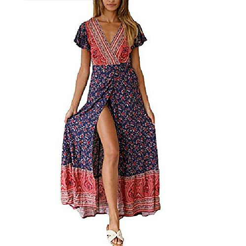 women's maxi dress bohemian wrap floral printed v neck summer dress causal short sleeve beach dress long dress
women's maxi dress bohemian wrap floral printed v neck summer dress causal short sleeve beach dress long dress