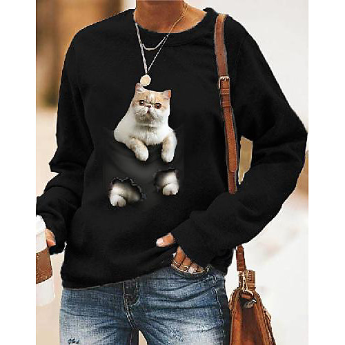 Women's Pullover Sweatshirt Cat Graphic 3D Print Daily 3D Print Basic Casual Hoodies Sweatshirts White Black
Women's Pullover Sweatshirt Cat Graphic 3D Print Daily 3D Print Basic Casual Hoodies Sweatshirts White Black