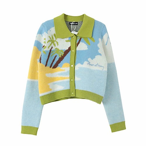 Women's Vintage Style Knitted Color Block Cardigan Cashmere Cotton Long Sleeve Sweater Cardigans Shirt Collar Fall Winter Green
Women's Vintage Style Knitted Color Block Cardigan Cashmere Cotton Long Sleeve Sweater Cardigans Shirt Collar Fall Winter Green