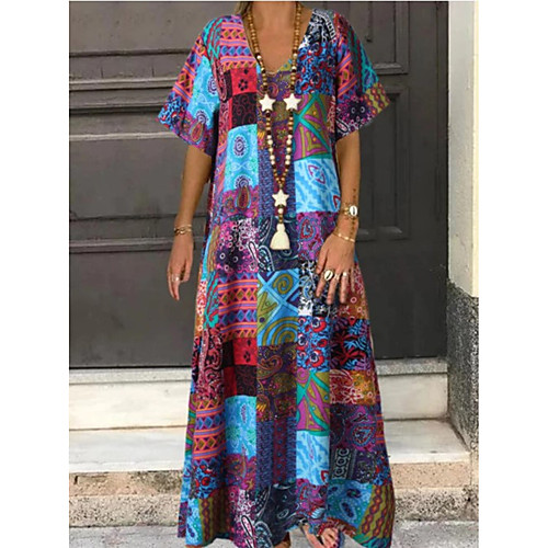 Women's T Shirt Dress Tee Dress Maxi long Dress Rainbow Short Sleeve Color Block Patchwork Print Summer V Neck Casual Vintage 2021 L XL XXL 3XL 4XL 5XL
Women's T Shirt Dress Tee Dress Maxi long Dress Rainbow Short Sleeve Color Block Patchwork Print Summer V Neck Casual Vintage 2021 L XL XXL 3XL 4XL 5XL