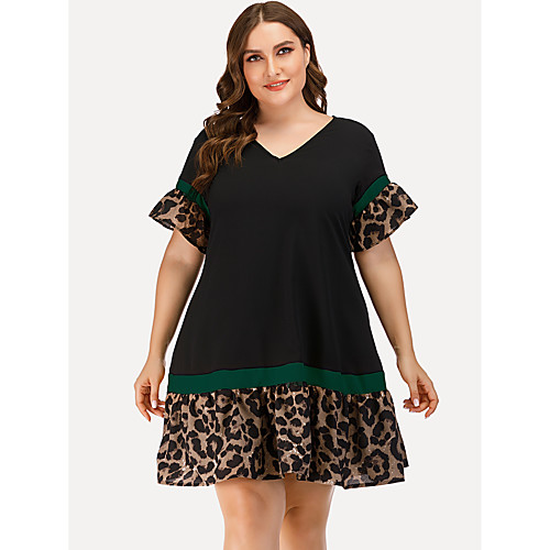 Women's Plus Size Leopard Vintage V Neck Short Sleeve Summer Short Mini Dress A Line Dress / Slim
Women's Plus Size Leopard Vintage V Neck Short Sleeve Summer Short Mini Dress A Line Dress / Slim