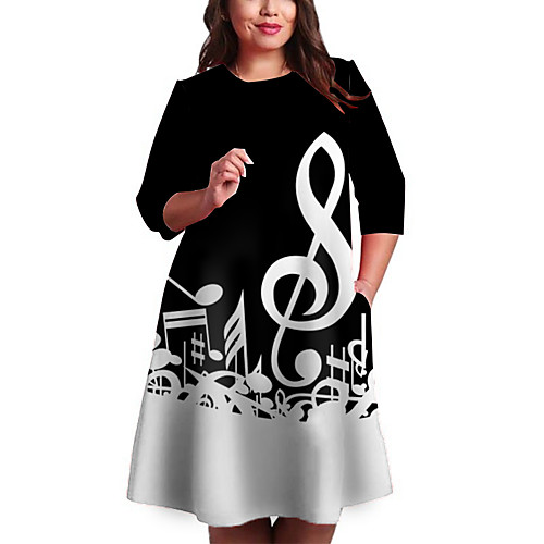 Women's Plus Size Dresses Shift Dress Knee Length Dress 3/4 Length Sleeve Print Print Casual Spring / Oversized / Holiday / Oversized
Women's Plus Size Dresses Shift Dress Knee Length Dress 3/4 Length Sleeve Print Print Casual Spring / Oversized / Holiday / Oversized