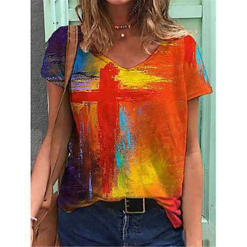 Women's Plus Size Patchwork Print Color Block T shirt Large Size V Neck Short Sleeve Tops Big Size
Women's Plus Size Patchwork Print Color Block T shirt Large Size V Neck Short Sleeve Tops Big Size