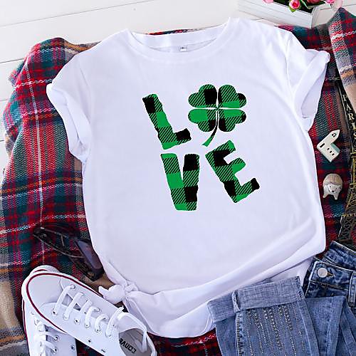 Women's T shirt Plaid Floral Letter Print Round Neck Tops 100% Cotton Basic Basic Top White Yellow Blushing Pink
Women's T shirt Plaid Floral Letter Print Round Neck Tops 100% Cotton Basic Basic Top White Yellow Blushing Pink
