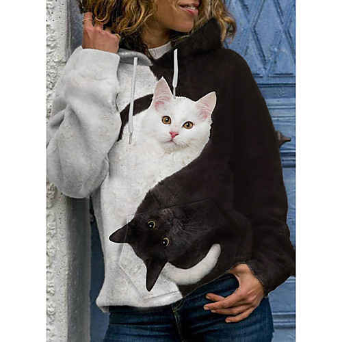 Women's Pullover Hoodie Sweatshirt Cat Graphic 3D Front Pocket Print Daily 3D Print Basic Casual Hoodies Sweatshirts Black
Women's Pullover Hoodie Sweatshirt Cat Graphic 3D Front Pocket Print Daily 3D Print Basic Casual Hoodies Sweatshirts Black