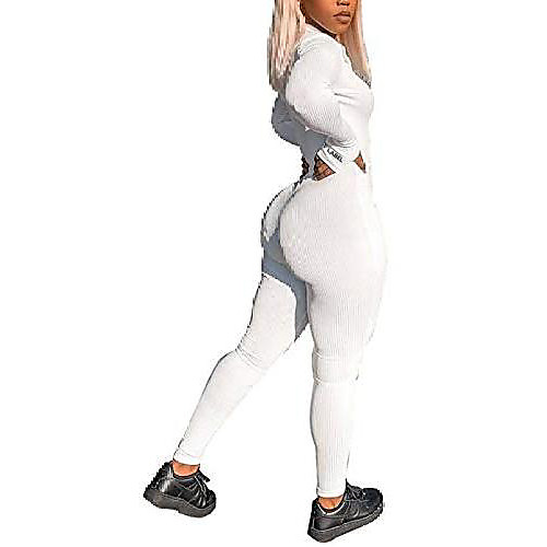 women sexy bodycon jumpsuit clubwear ribbed knit long sleeve zip v neck one piece outfits white s
women sexy bodycon jumpsuit clubwear ribbed knit long sleeve zip v neck one piece outfits white s