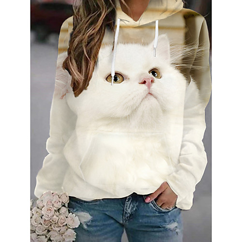 Women's Pullover Hoodie Sweatshirt Cat Graphic 3D Front Pocket Print Daily 3D Print Basic Casual Hoodies Sweatshirts White
Women's Pullover Hoodie Sweatshirt Cat Graphic 3D Front Pocket Print Daily 3D Print Basic Casual Hoodies Sweatshirts White