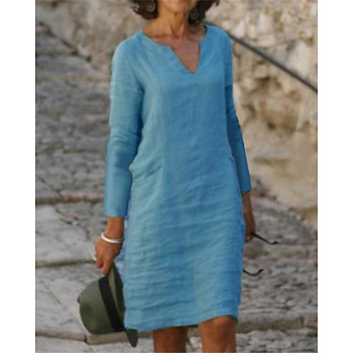 Women's Shift Dress Knee Length Dress Yellow Blushing Pink Green Light Blue 3/4 Length Sleeve Solid Color Fall Spring V Neck Casual 2021 S M L XL XXL 3XL 4XL 5XL / Plus Size
Women's Shift Dress Knee Length Dress Yellow Blushing Pink Green Light Blue 3/4 Length Sleeve Solid Color Fall Spring V Neck Casual 2021 S M L XL XXL 3XL 4XL 5XL / Plus Size