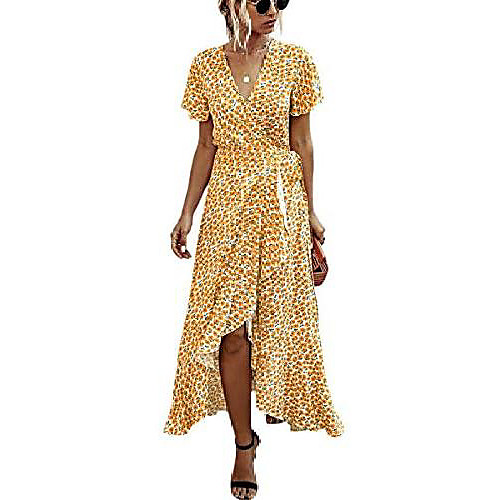 women's boho long dresses v-neck summer dresses short sleeve wrap dress maxi dress beach dress with slit - red - 12
women's boho long dresses v-neck summer dresses short sleeve wrap dress maxi dress beach dress with slit - red - 12